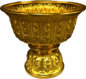 (GOLD) PEDESTAL BOWL W/ STAND - 24cm