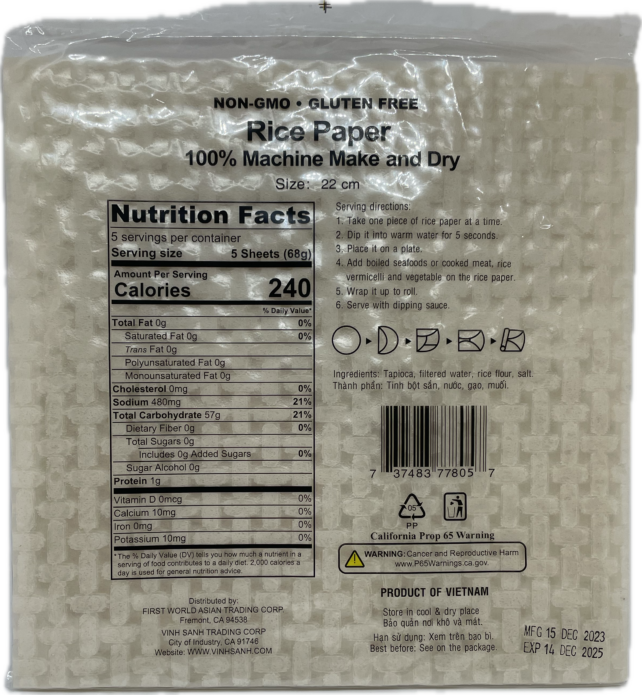 22cm Square Rice Paper - Image 2