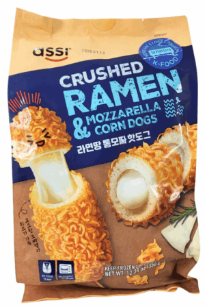 CRUSHED RAMEN & MOZZARELLA CORN DOG