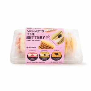 PEACH YOGURT, VANILLA BROWNIE & PUFF CEREAL LATTE JUMBO MACARONS