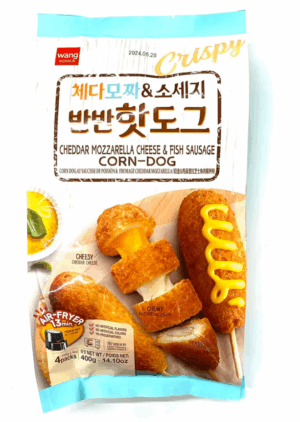 CHEDDAR, MOZZARELLA CHEESE & FISH SAUSAGE CORN DOGS